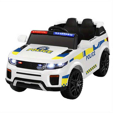 Range Rover Police Inspired Kids Ride On Car with Remote Control | White Ride On Patrol Police Car Horn Music Remote White